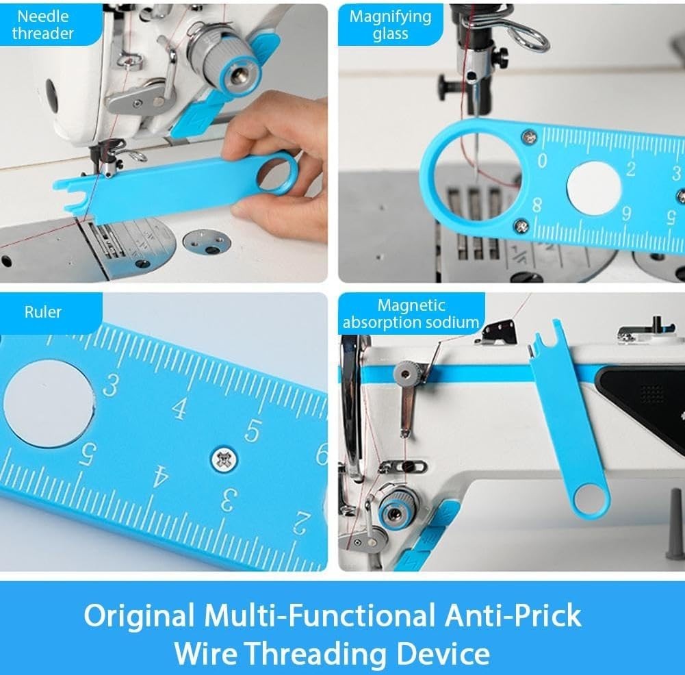 4-in-1 Needle Threader Magnetic Sewing Machine Tool with Magnifying Glass Ruler