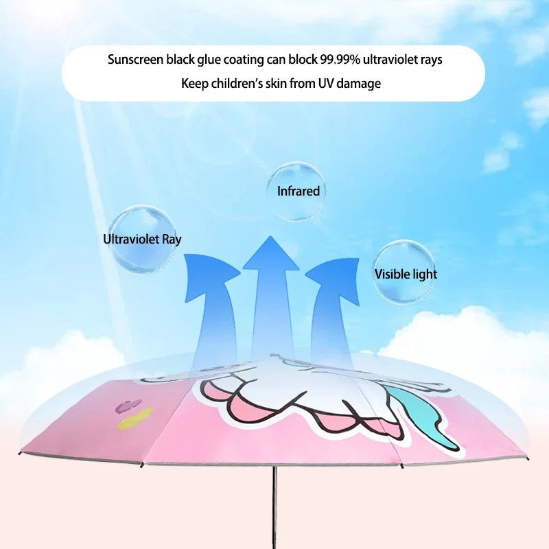 Cute Cartoon Kids Folding Umbrella Unicorn Dinosaur UV Sun Rain Umbrella .*