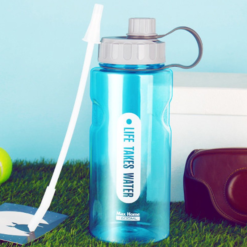 1.2L-2L Portable Large Water Drinks Bottle w/ Straw Sports Cycling Hiking Gym