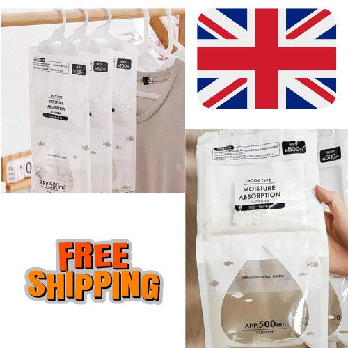 20 Hanging Wardrobe Dehumidifier Bags Damp Mould Moisture Mildew Condensation