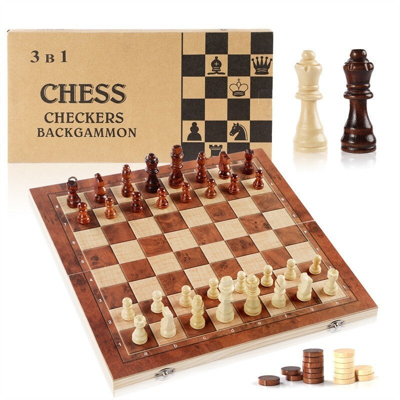 XL Large Chess Wooden Set Folding Chessboard Pieces Wood Board Chess Board 39CM