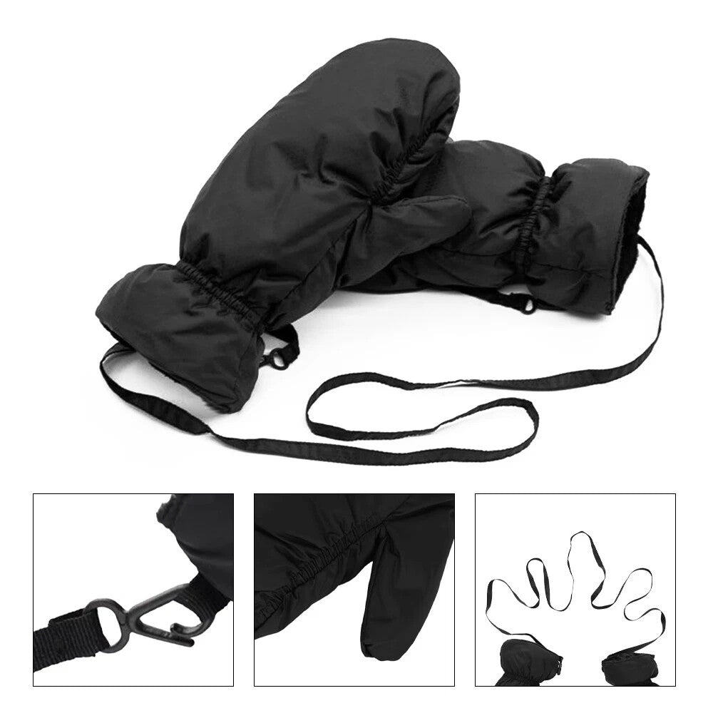 Unisex Black Thick Duck Down Gloves Outdoor Ski Mittens Winter Thermal Glove New