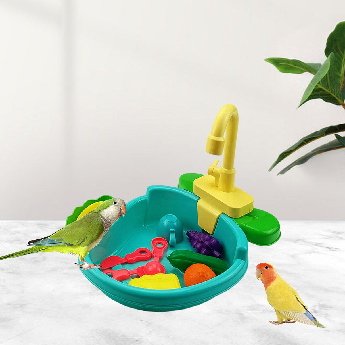 Parrot Shower Toy Bird Bath Tub Faucet Conure Automatic Feeder Multi-functional