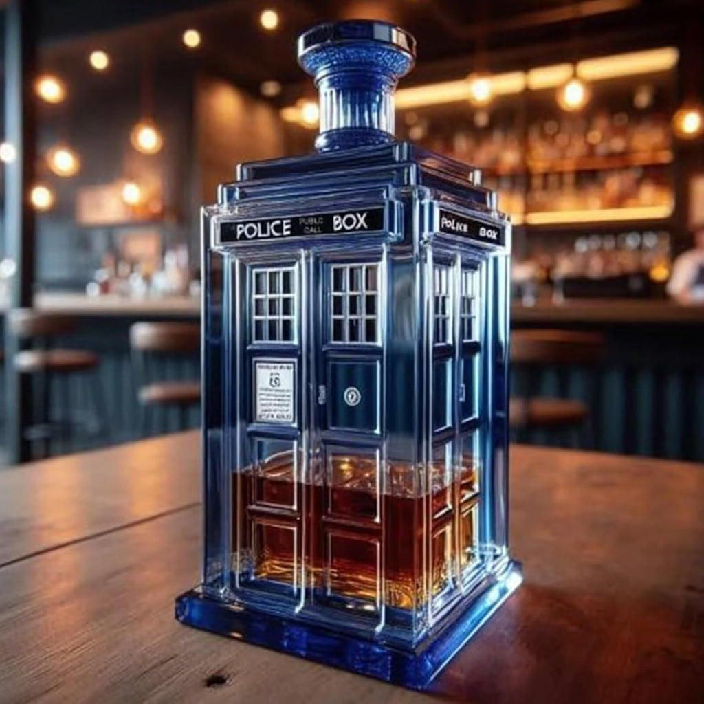 Retro Glass Phone Booth Whiskey Bottle Rack Creative Home Bar Decor Gift