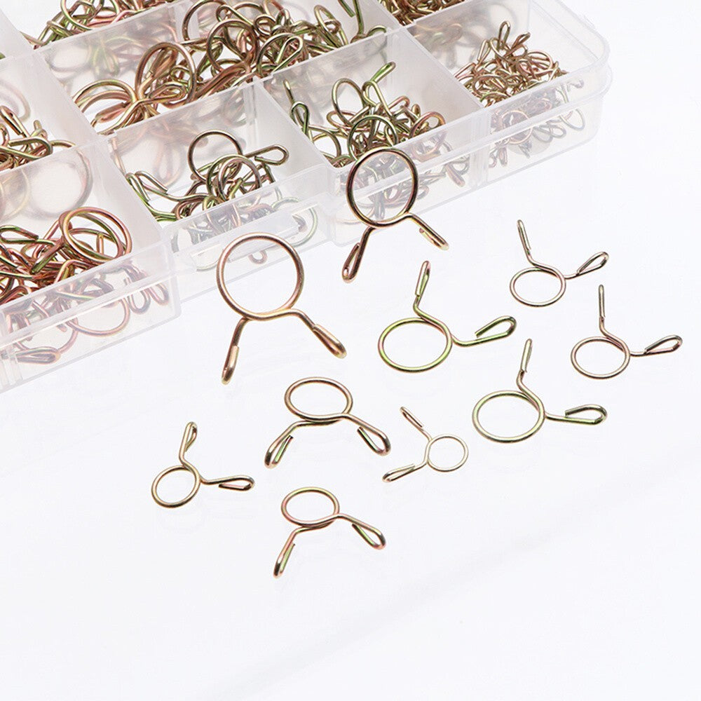 250Pcs Motorcycle Double Wire Spring Clamp Fuel Line Hose Tube Clips Assortment