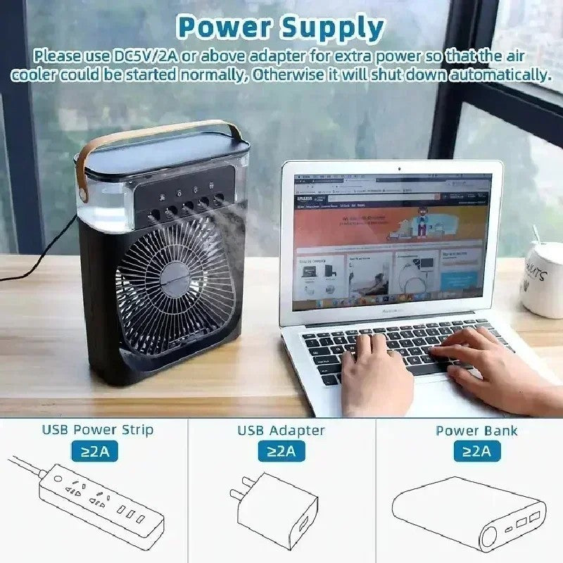 Portable Air Cooler Fan Evaporative Ice Cold Cooling Air Conditioner Humidifier