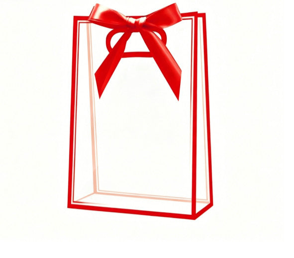 6Pcs Clear Gift Bags with Handle, 9.5x13.8x4" Favor Bags(White, White Ribbon).*