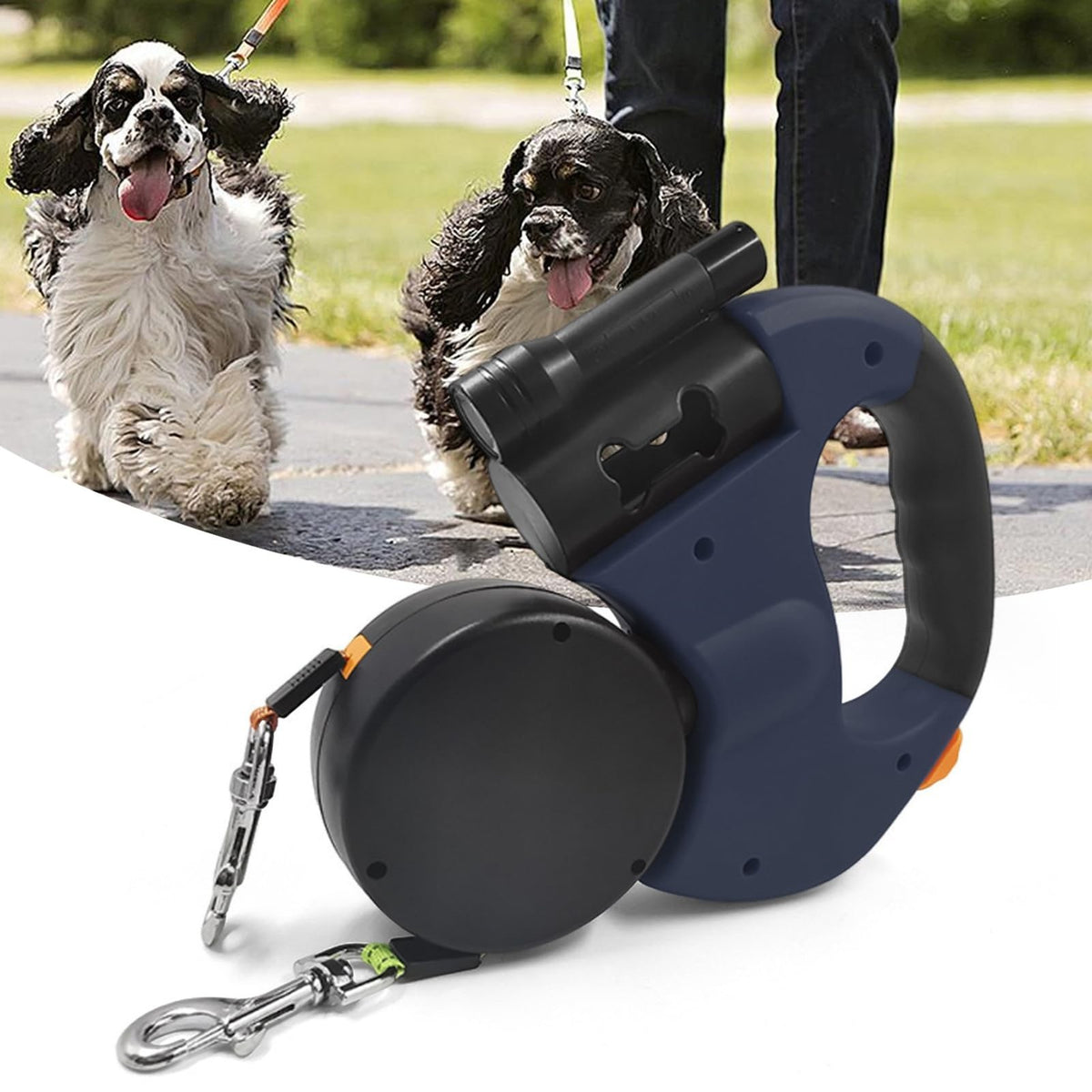 3M 360° Retractable Lead Leash Double Tangle Dual Doggie 2 Dog For Pet Dog