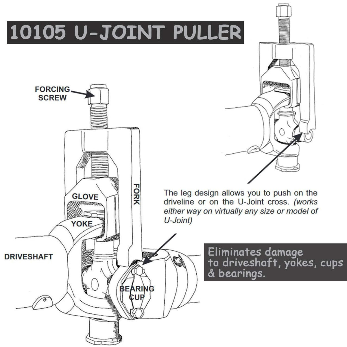New 10105 Heavy Duty Universal Joint Puller Press Removal U-Joint Tool for Car T