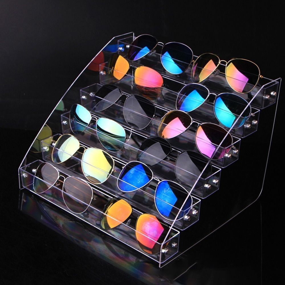 Box Acrylic Stand Jewelry Organizer Sunglass Display Rack Glasses Frame Tray