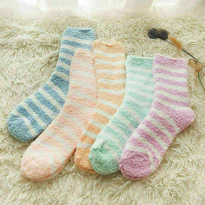 6Pairs Women Winter Warm Soft Fluffy Bed Socks Lounge Slipper Fleece Sock Random