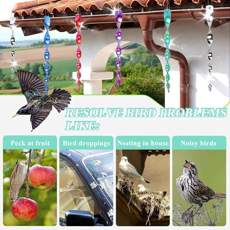 10Pcs Bird Repellent Rods | Reflective Spiral Scare Pigeon Deterrent Garden Wind