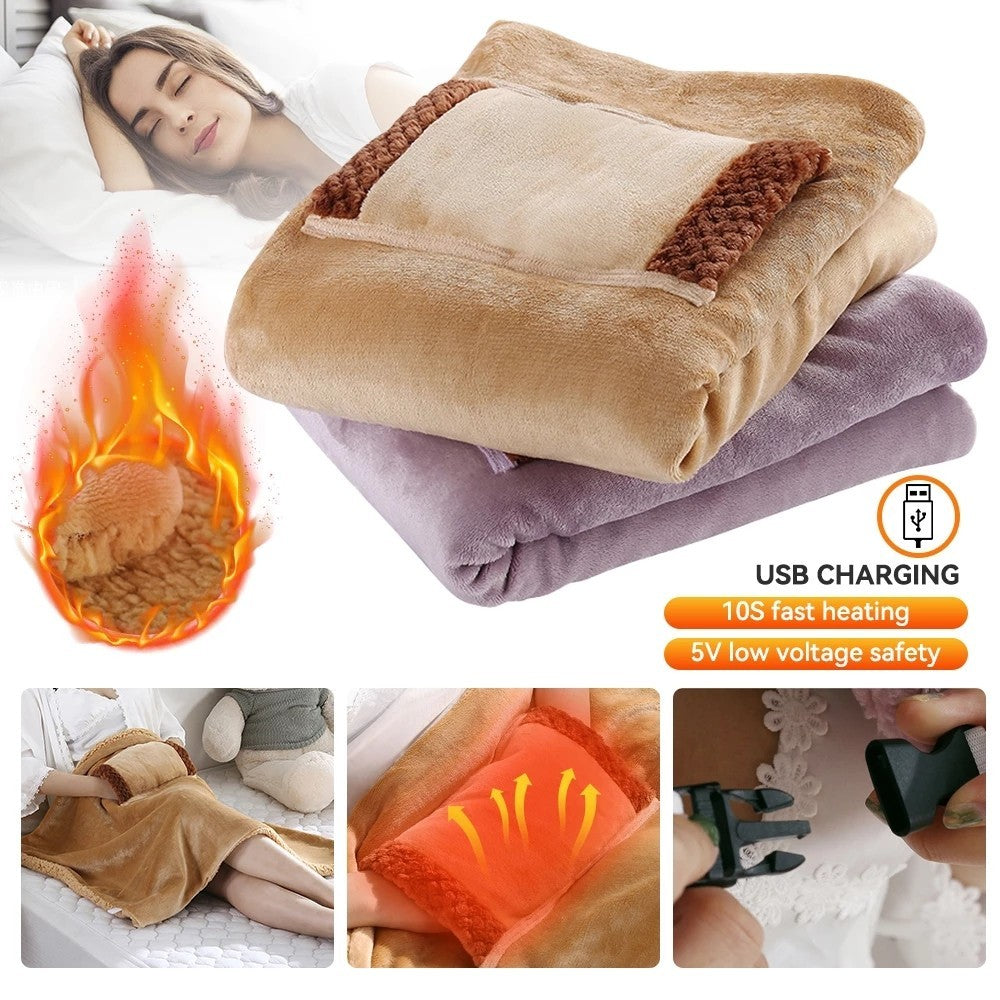 Large USB Electric Heated Blanket Warm Throw Poncho Wrap Blanket Shawl Portable