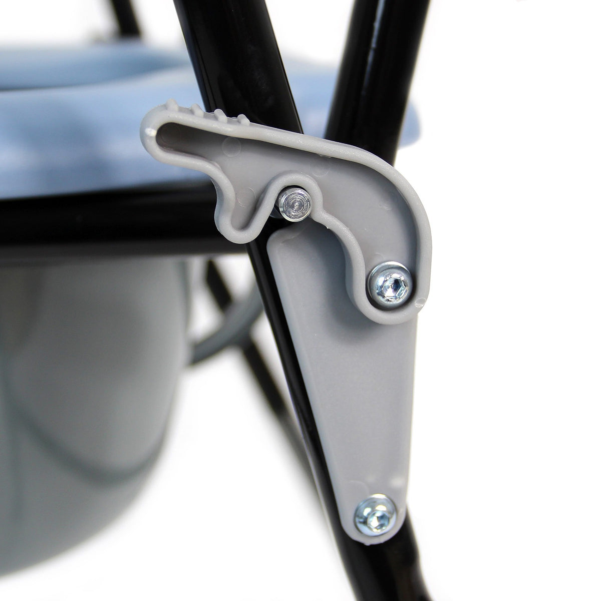 Portable Folding Steel Commode Chair Toilet 4 Litre Pail Safety Lock Design