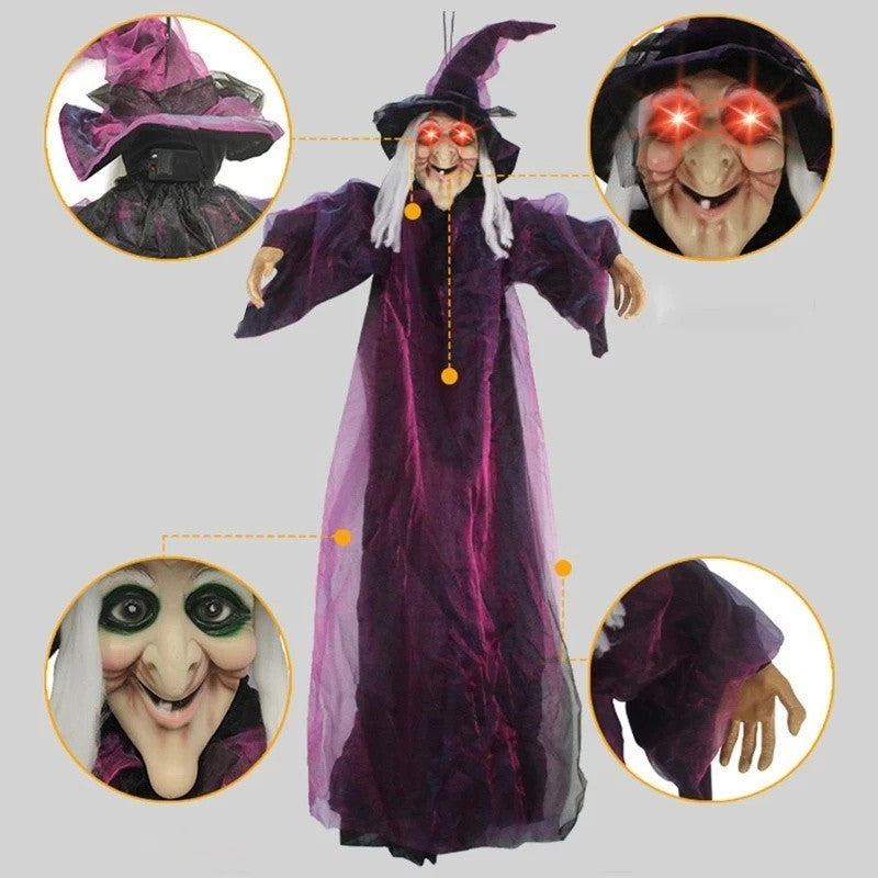 Halloween Life Size Talking Witch Animated Spooky Animatronic Witch Scary Decor