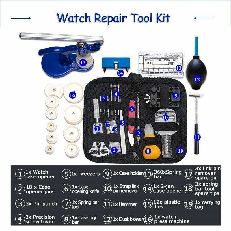 600Pcs Watch Repair Tool Kit Professional Repairing Spring Remover Tools + Case