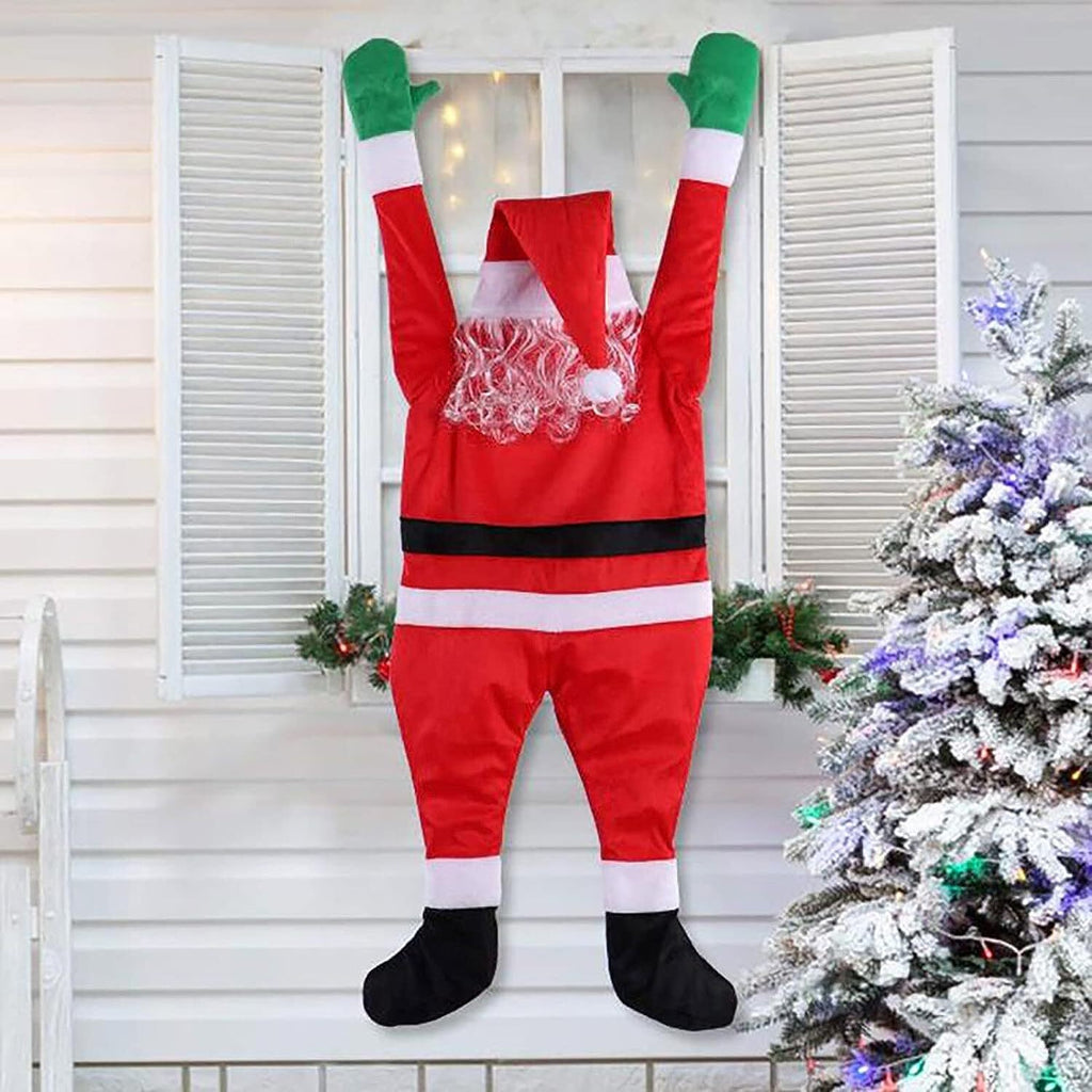Christmas Outdoor Window Decoration 42" Climbing Hanging Santa Claus Xmas Props