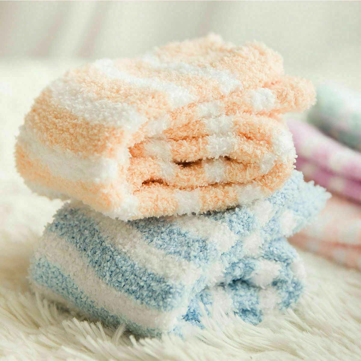 6Pairs Women Winter Warm Soft Fluffy Bed Socks Lounge Slipper Fleece Sock Random