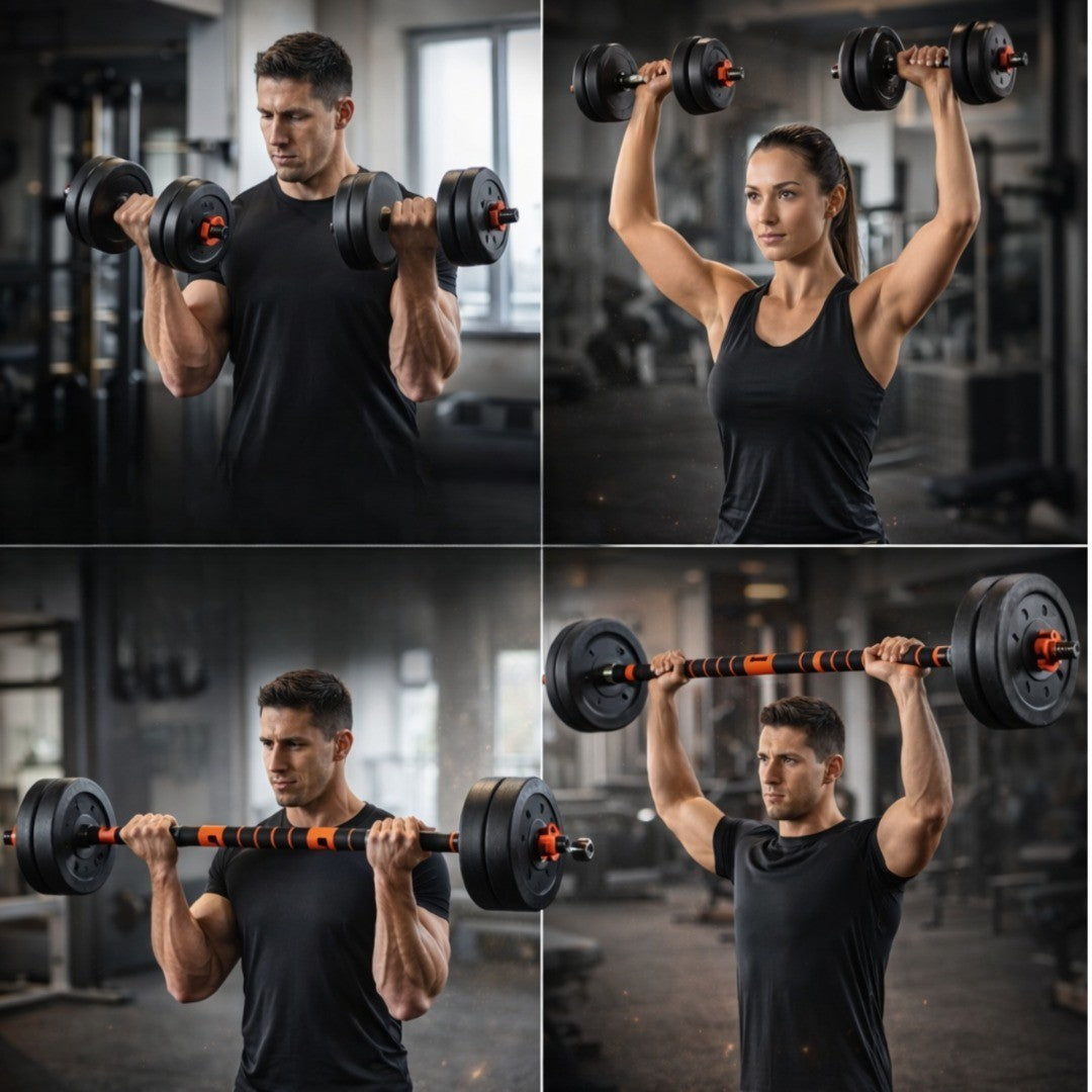 10KG/15KG Adjustable Dumbbell Barbell Set Hand Free Weights Home Gym Equipment
