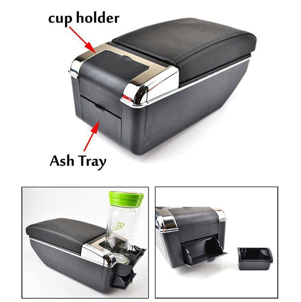 For VW Mk5 Polo 6R 2010-2017 Dual Layer Armrest Car Central Storage Box
