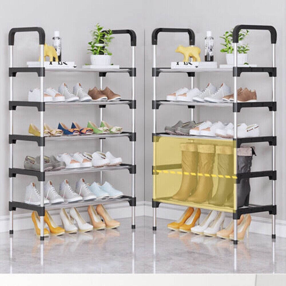 Shoe Rack 5 Tier Stand Compact Space Saving Shoes Storage Organiser Shelf Steel