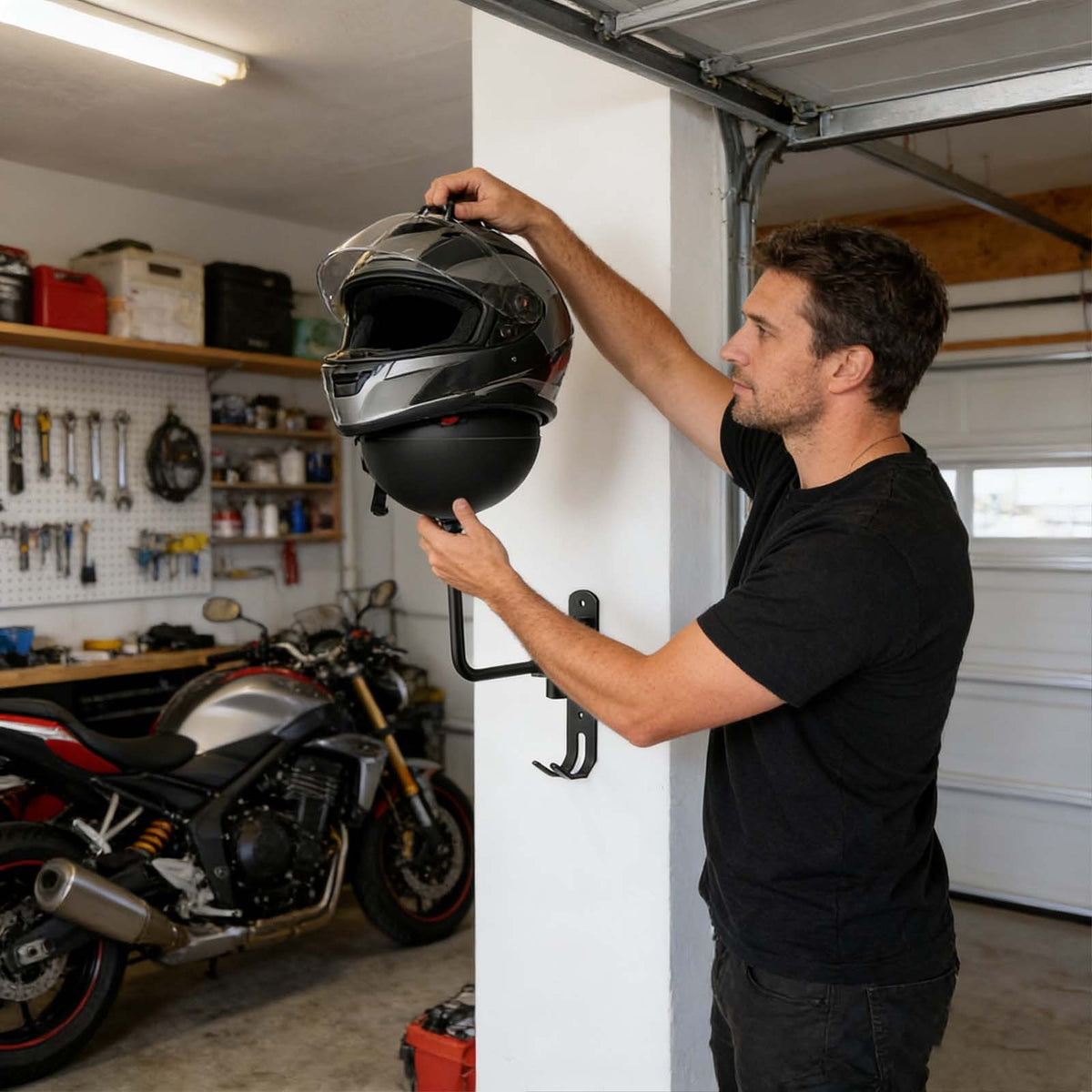 1-2Pcs Motorcycle Helmet Rack Holder Hat Display Stand Wall Mount Hook Hanger