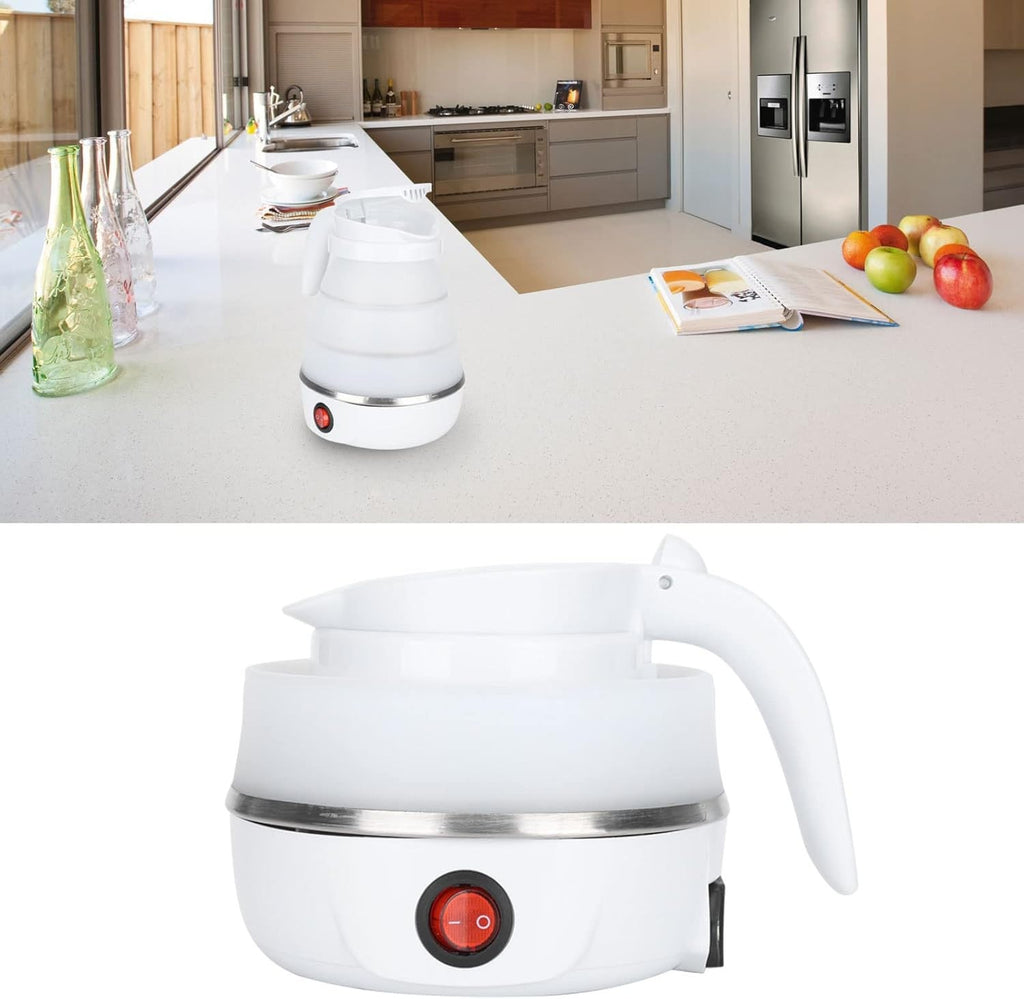 600ML Electric Foldable Kettle Main Camping Travel Silicone White Free Delivery