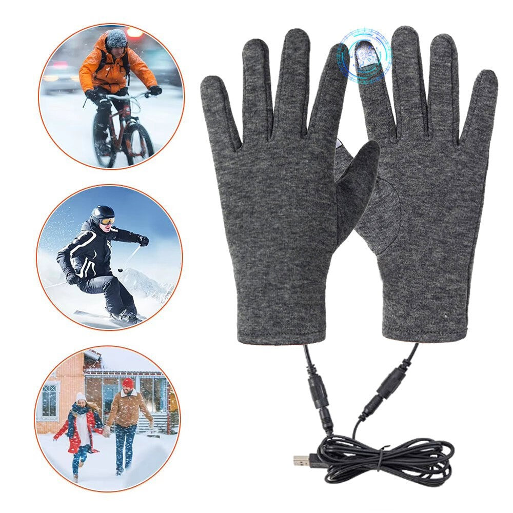 Winter Electric Heated Gloves USB Heating Hand Warm Windproof Thermal Gloves UK