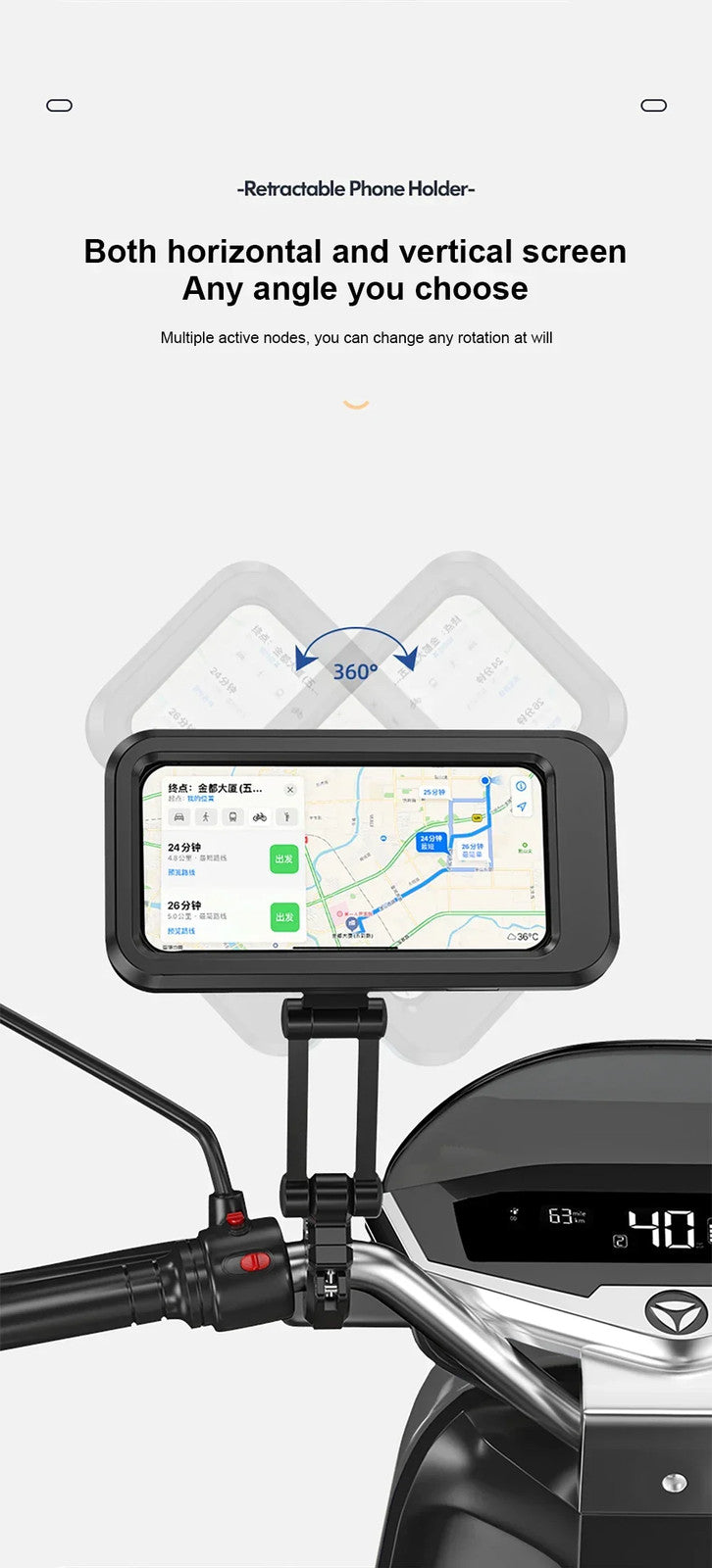 360° Waterproof Bicycle Motor Bike Phone Case Mount Holder For All Mobile Phones