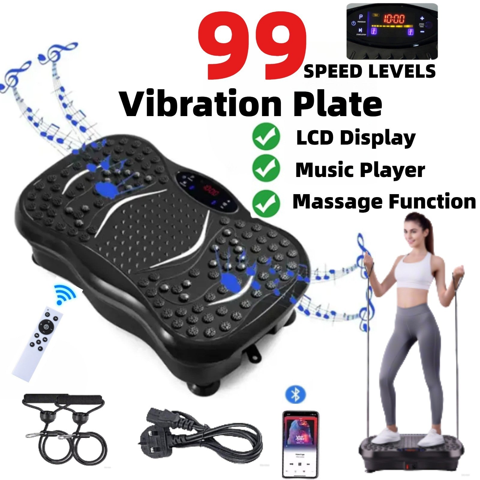 Vibration Plate Body Shaker Massage Fitness Machine Oscillating Power 3D Silent
