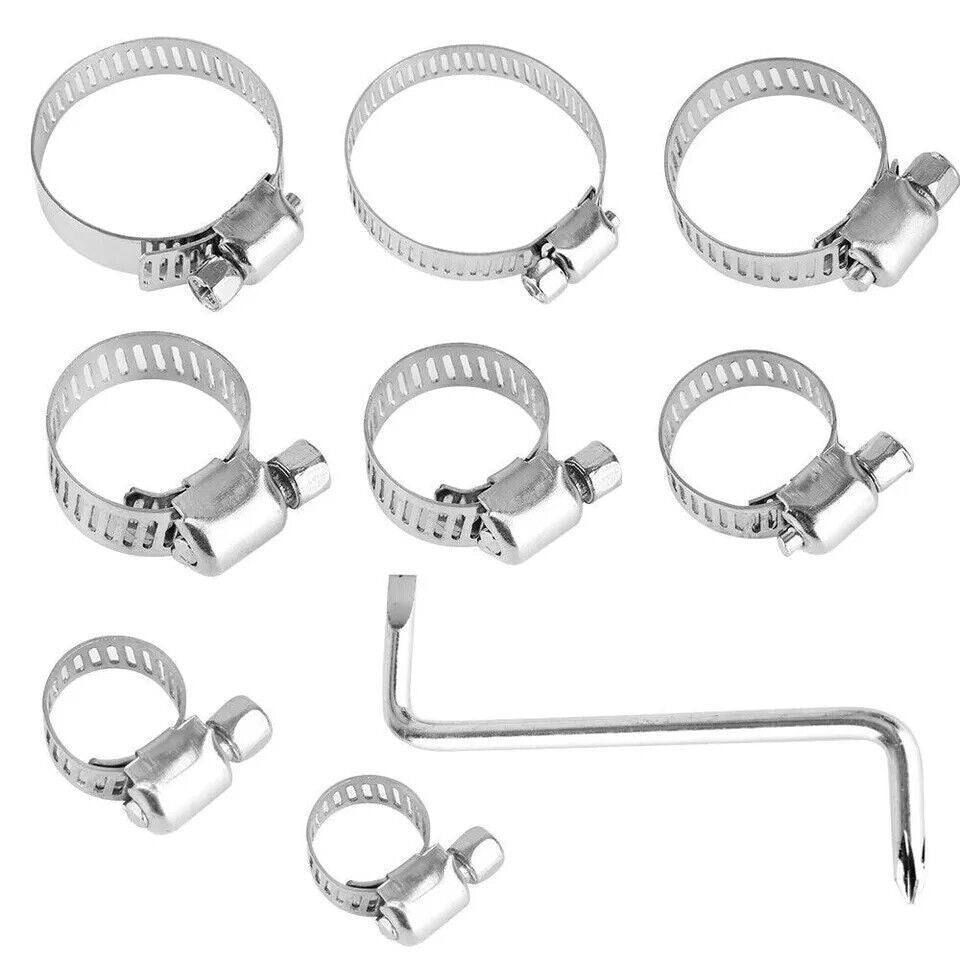 101x Assorted Stainless Steel Hose Clamp Kit With No Driver Jubilee Clips Set UK