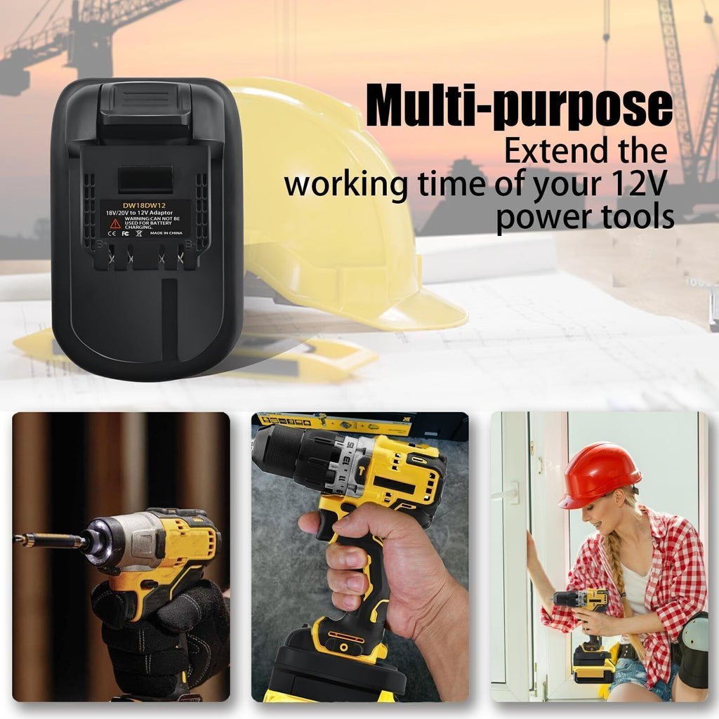 DM18DW12 Adapter For Dewalt 18V/20V Max Battery Convert to Dewalt 12V Max Li-ion