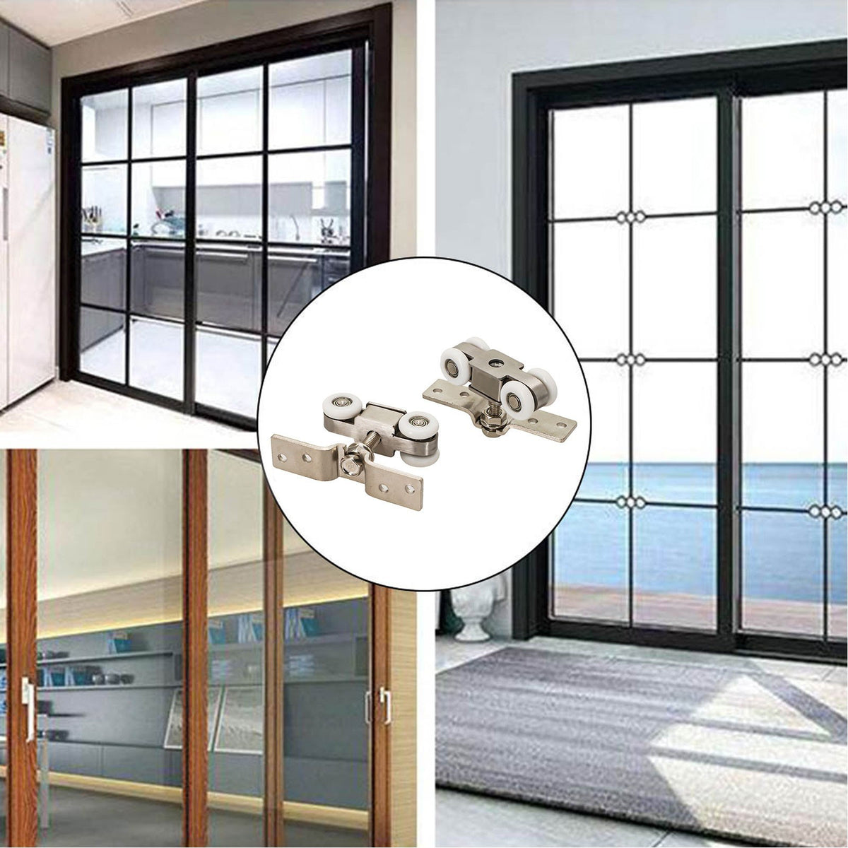 1 Pair Sliding Door Track Hanging Rail Residential Commercial Door Hardware