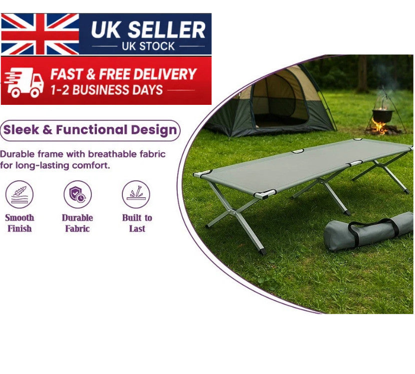 Heavy Duty Folding Camping Bed Lightweight Portable Travel Bed Strong Metal Leg