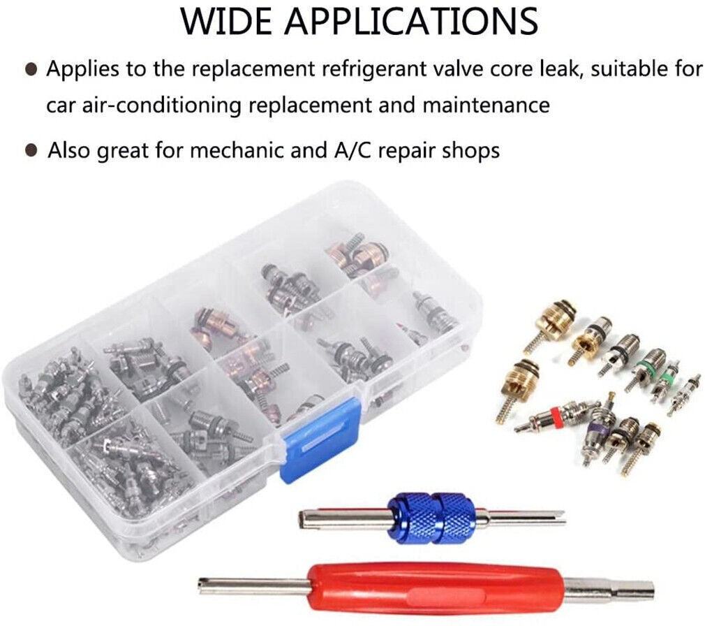 102Pcs R12&R134 Car A/C Air Conditioner Schrader Core Remover Tool Kits Hot