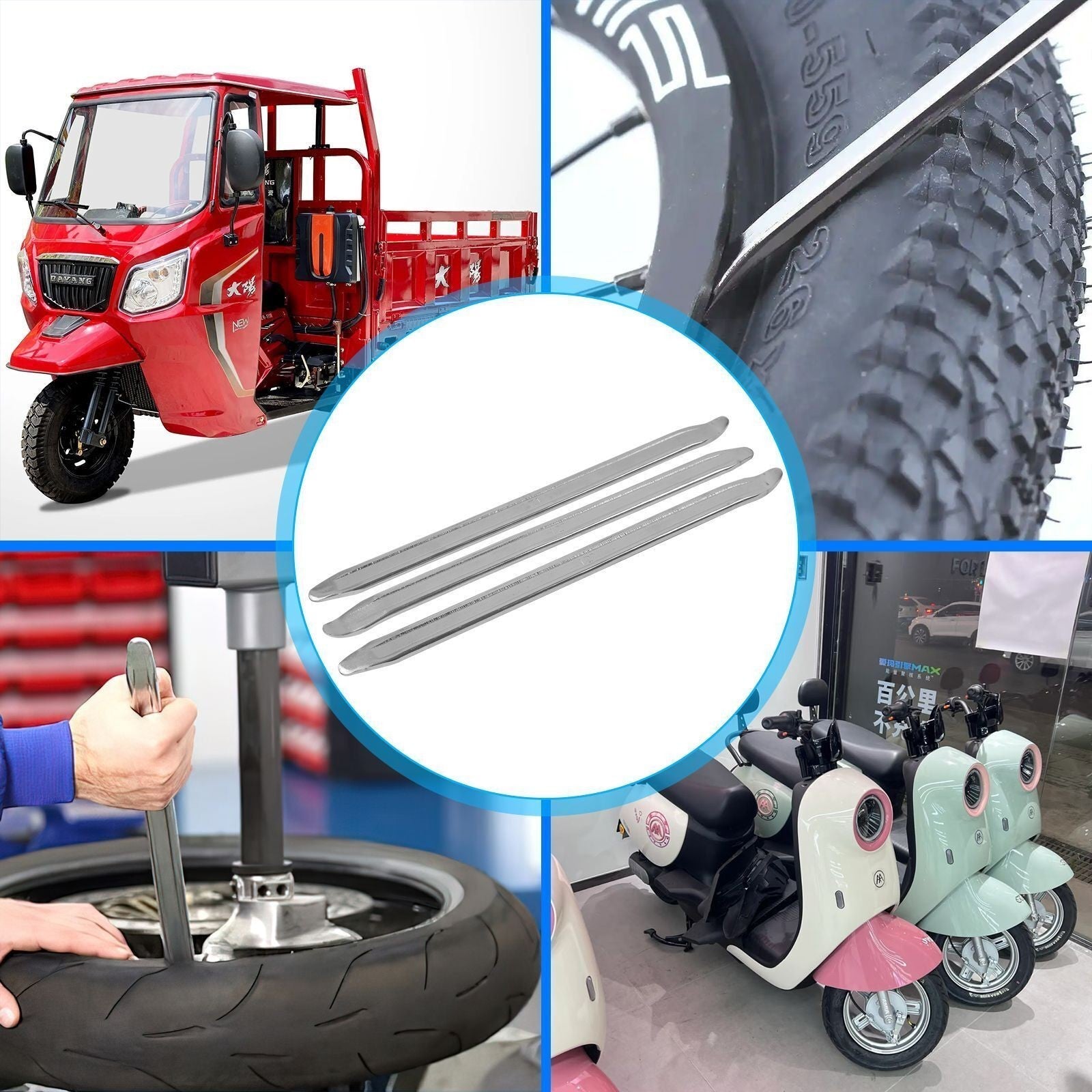 3PCS 12" TYRE LEVERS LONG HEAVY DUTY STEEL CHANGER REMOVER MOTORBIKE BIKE CYCLE