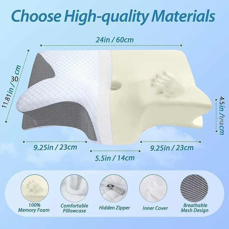 Cervical Foam Pillow Ergonomic Support Eases Neck Shoulder Pain Side Sleepers
