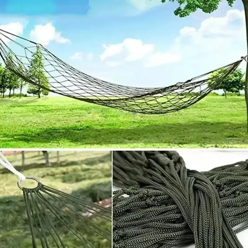 Outdoor Camping Swing Hammock 10-Strand Nylon Rope Portable Sleeping Net Bed