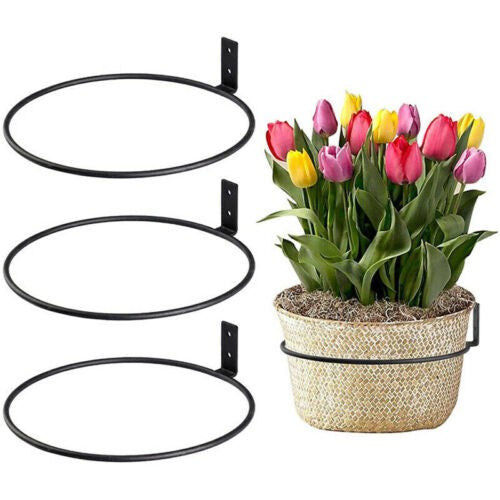 2/3/5PCS Plant Flower Pot Wall Mounted Ring Holder Garden Hanging Basket Bracket