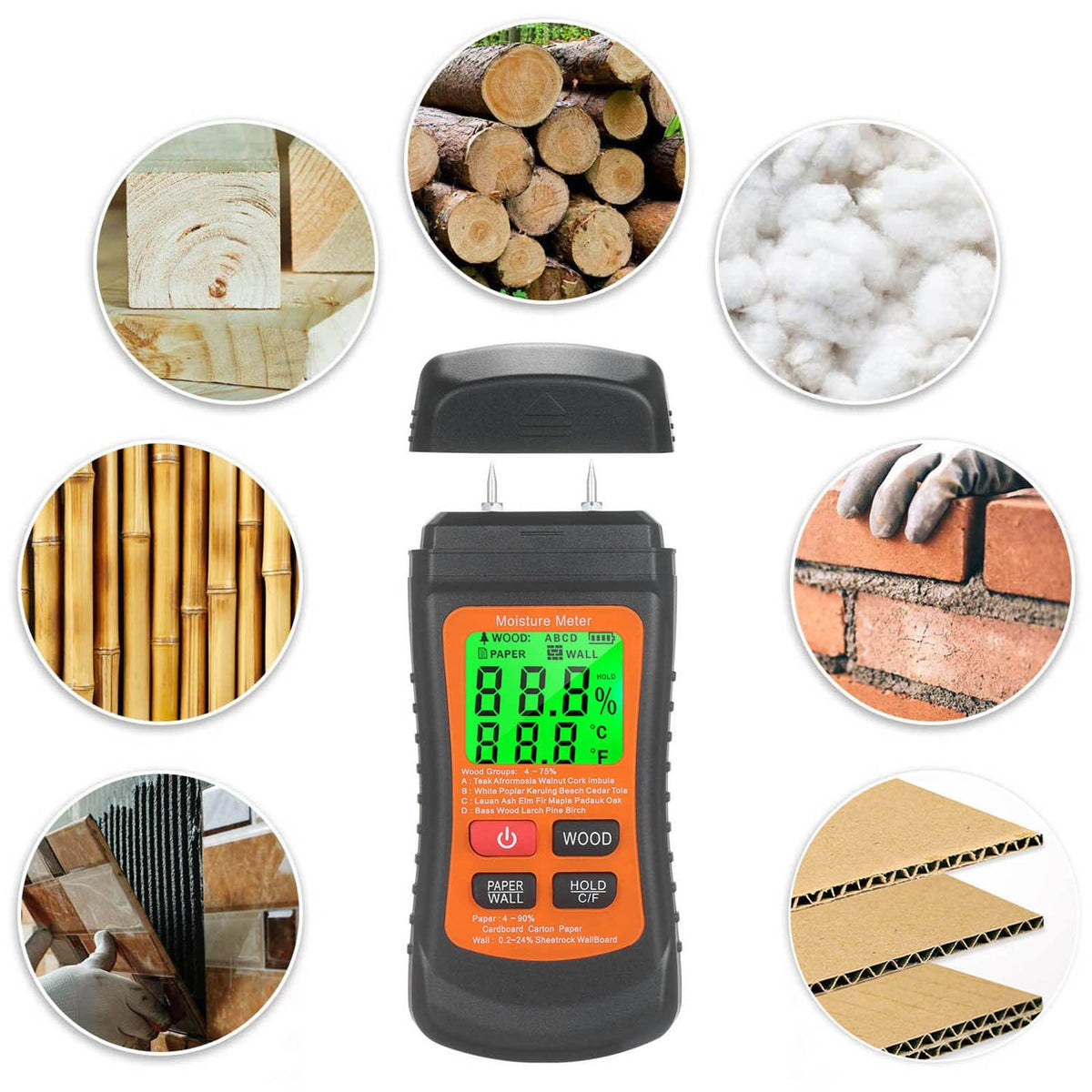 Moisture Meter for Wood Wall Paper Caravan Damp Plasterboard Measurement Gauge