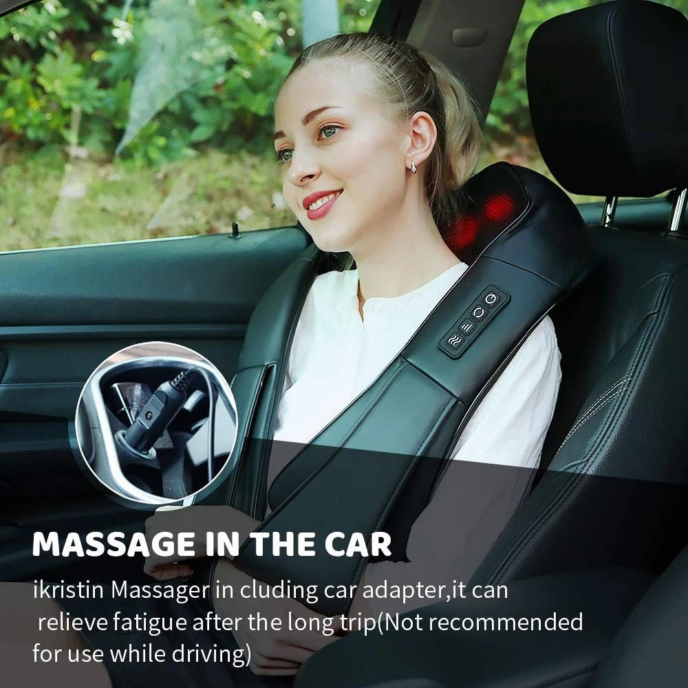 Neck Shoulder Massager Pillow Heated Deep Tissue Back Body Muscle ReliefMassager