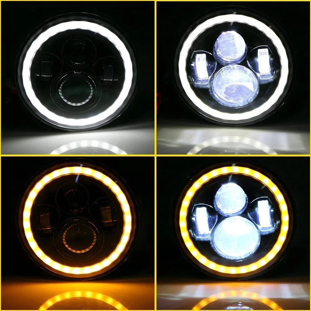 Universal Motorcycle Headlight 7" inch Motorbike Hi/Lo LED Front Light Headlamp
