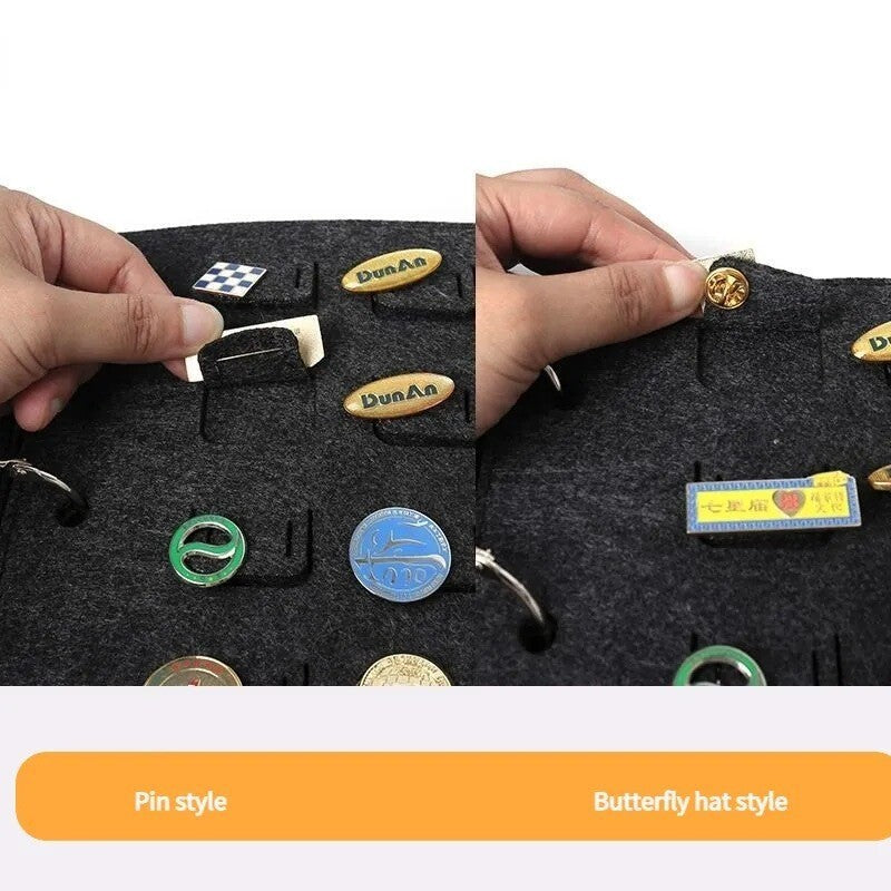 Felt Brooch Storage Book Metal Badge Chest Holder Box Pin Display Case Board