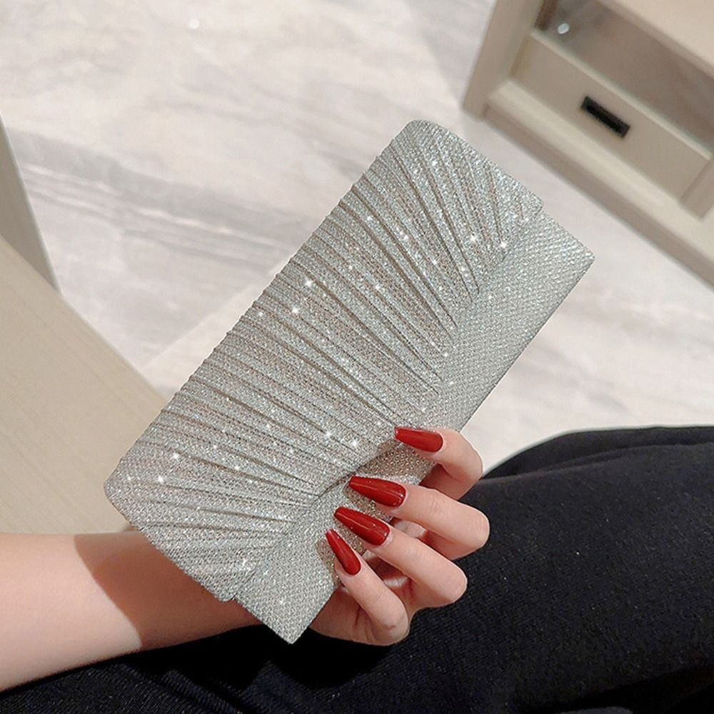 Sequins Clutch Bag Gold Silver Satin Clutches Luxury Purse  Banquet