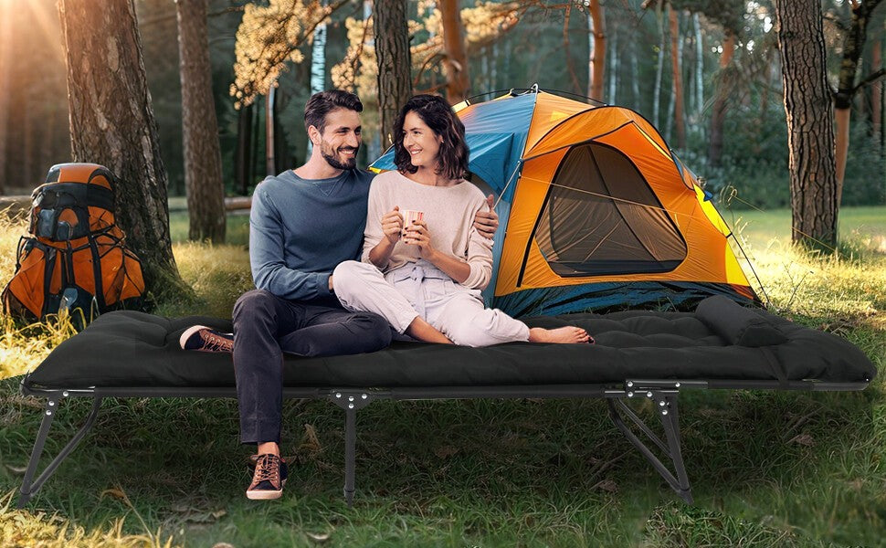 Reclining Sun Lounger Garden Folding Chair Recliner Beach Camping Bed with mat