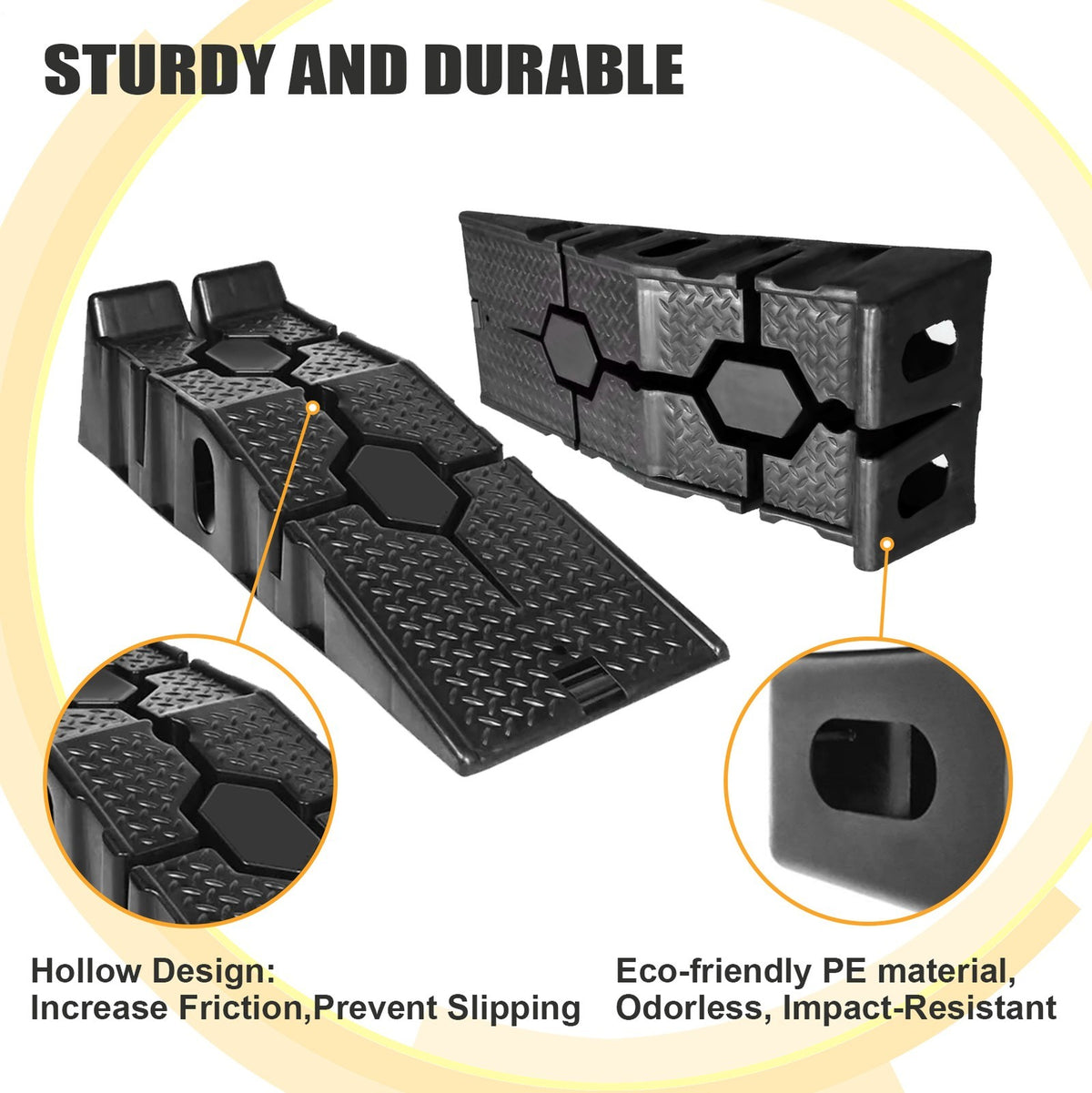 2pcs Heavy Duty 5 Ton 2.5+2.5 Ton Plastic Car Ramp Lifting Ramps 33cm Extra Wide