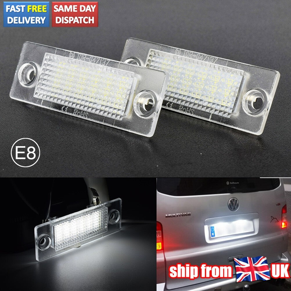 2Pcs For VW Transporter T5 Caddy Touran Multivan LED Licence Number Plate Lights