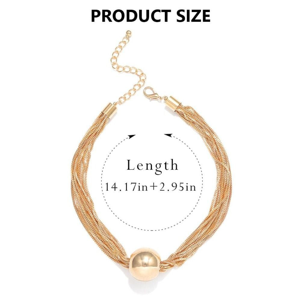 Alloy Chunky Choker Necklace Geometric Sphere Pendant Choker  Women Men