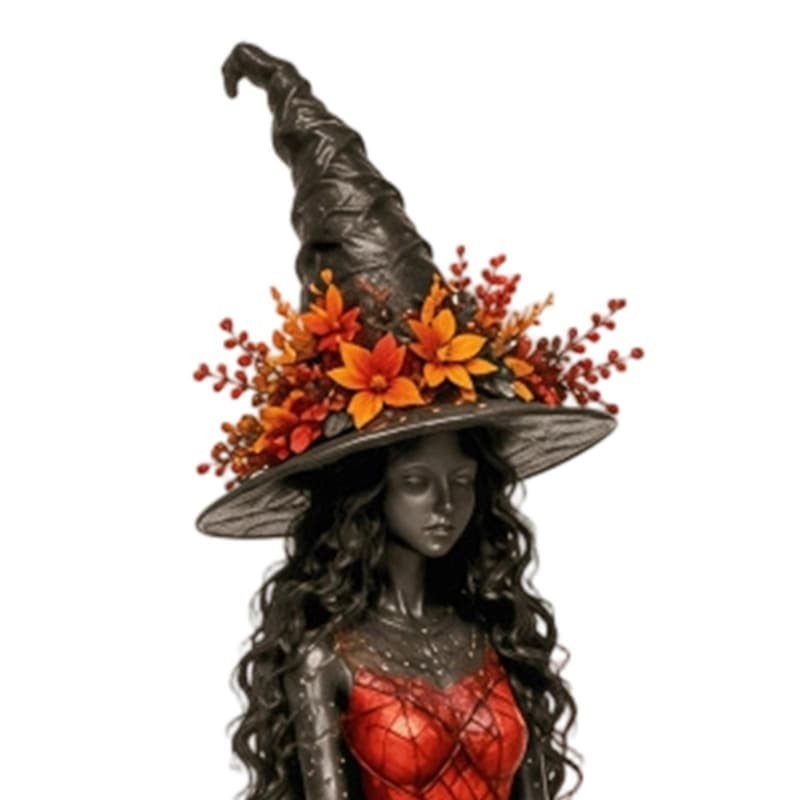 Fall Enchanted Autumn Witch Figurine, Halloween Witch Statue (Golden Harvest)