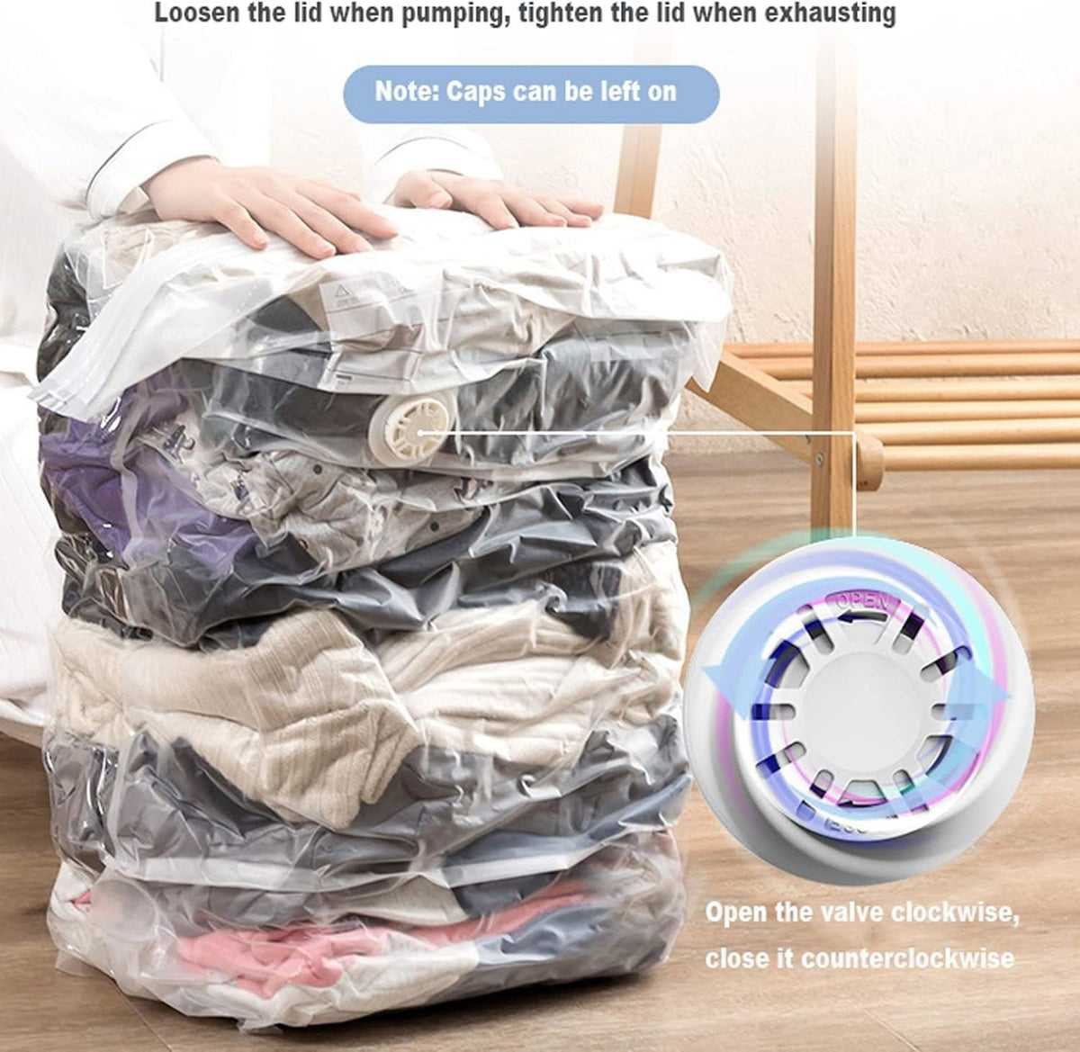 Large-Capacity Vacuum Bags – No Pump Needed, Standing Airtight Space Saver Bag